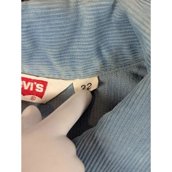 Vintage 70s‎ Made In USA Levi's Type 3 Corduroy Trucker Jacket Baby Blue Size 22 - Picture 4 of 9